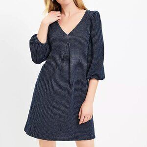 LOFT Tall Stripe Textured Pleated Mini Dress